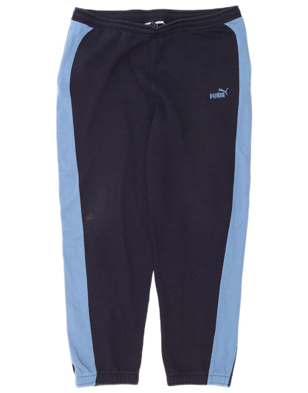 PUMA Mens Tracksuit Trousers Joggers Large  Navy Blue Colourblock