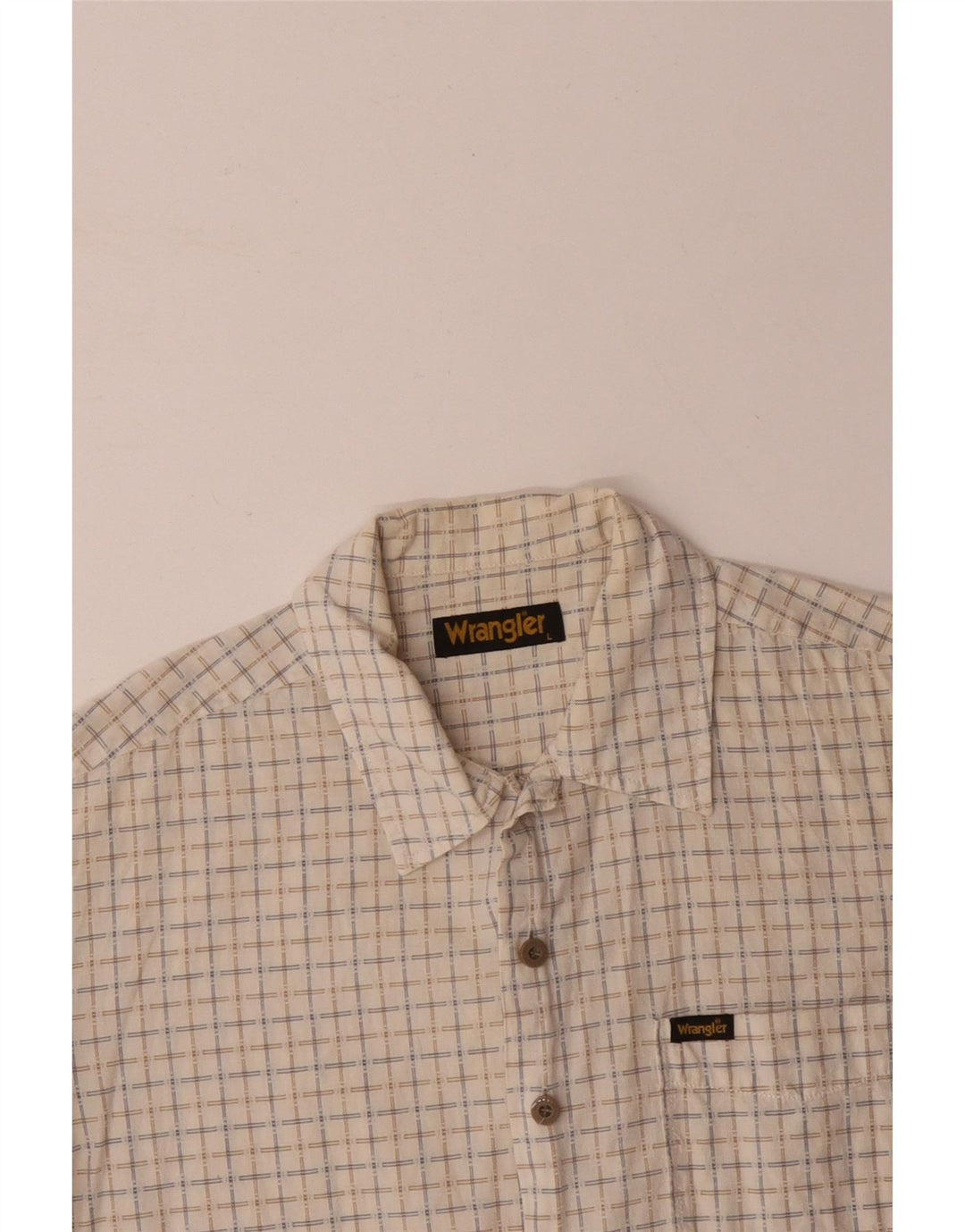 WRANGLER Chemise à manches courtes pour homme en coton à carreaux beiges