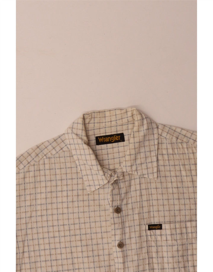 WRANGLER Chemise à manches courtes pour homme en coton à carreaux beiges
