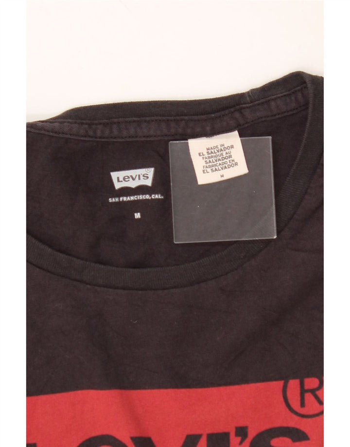 LEVI'S Womens Graphic T-Shirt Top UK 14 Medium Black Vintage Levi's and Second-Hand Levi's from Messina Hembry 