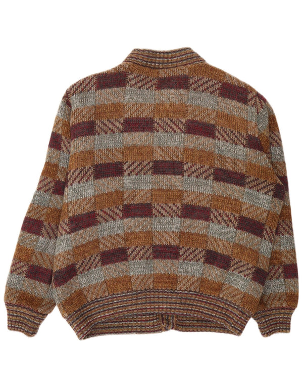 vintage Mens Cardigan Sweater XL Multicolore Check