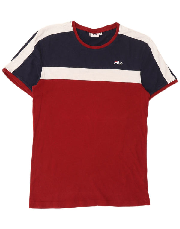 Fila Homme T-Shirt Top Petit Rouge Colourblock Coton
