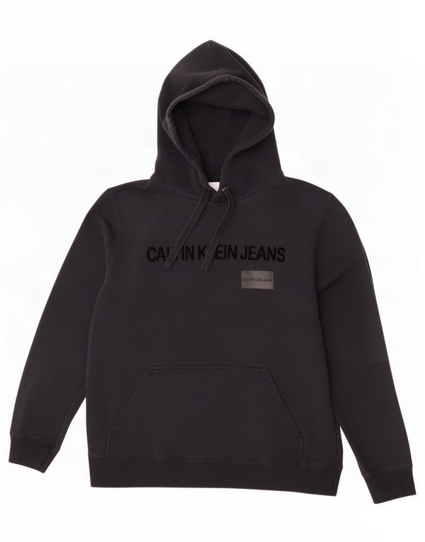 Calvin Klein Jeans Pull à capuche graphique pour femme 2XL en coton noir
