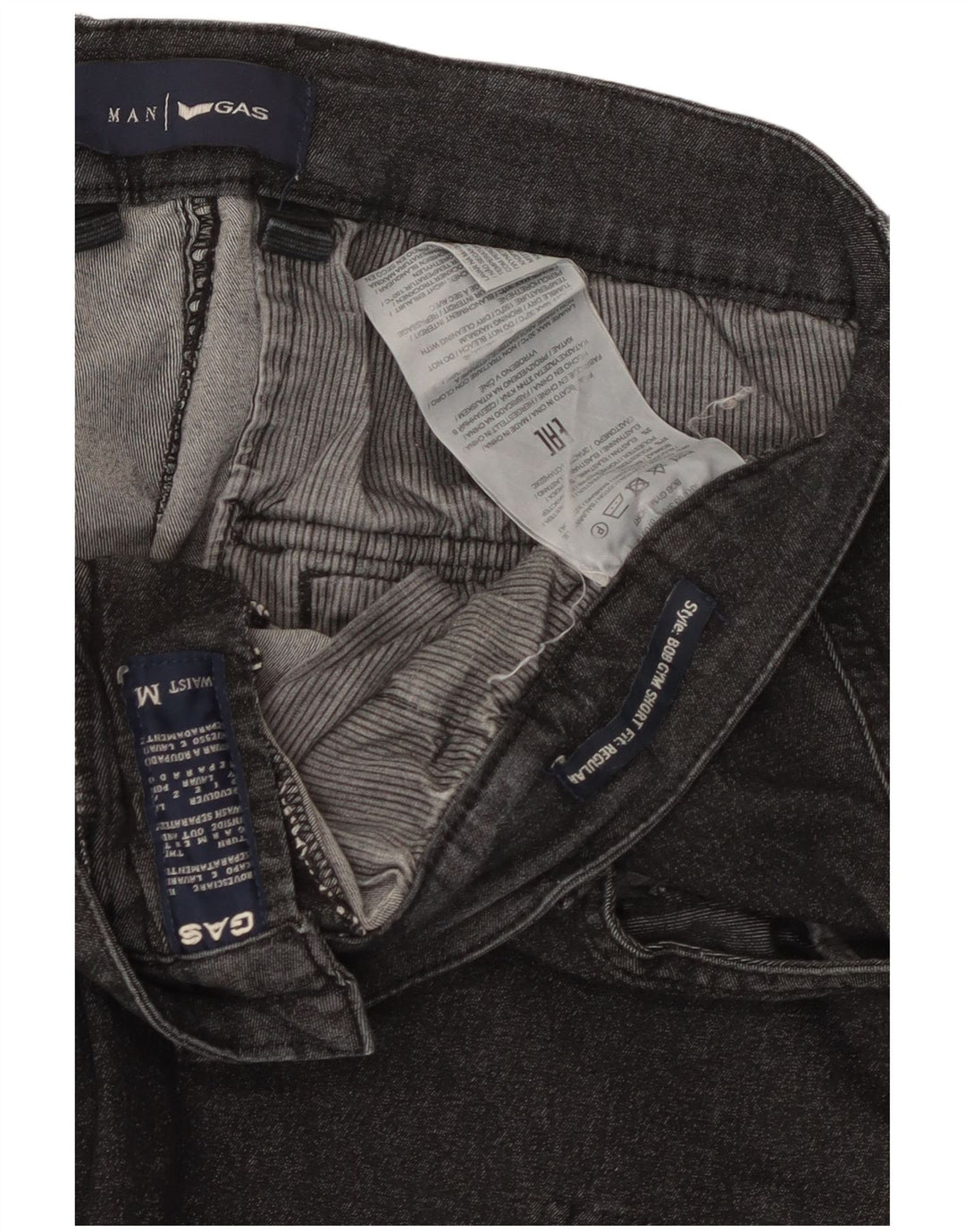 Gas Short cargo en denim coupe régulière pour homme Medium W32 Noir Coton