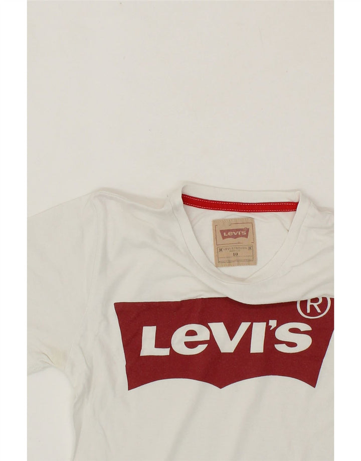LEVI'S Boys Graphic T-Shirt Top 9-10 Years White Cotton Vintage Levi's and Second-Hand Levi's from Messina Hembry 