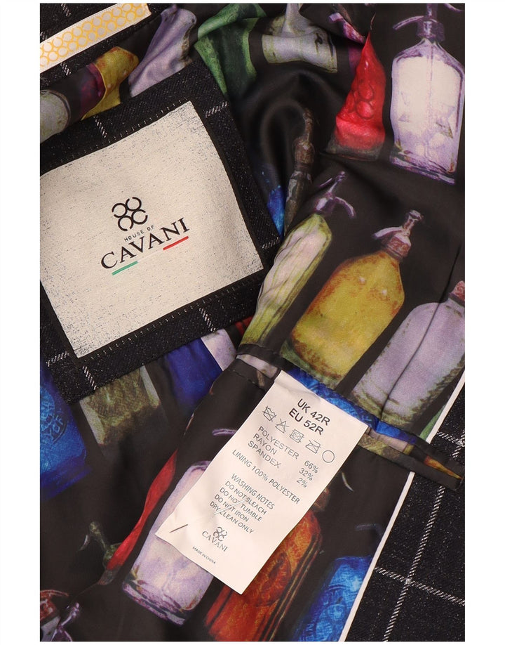 Cavani Veste Blazer 2 Boutons Homme UK 42 XL Bleu Marine à Carreaux Polyester
