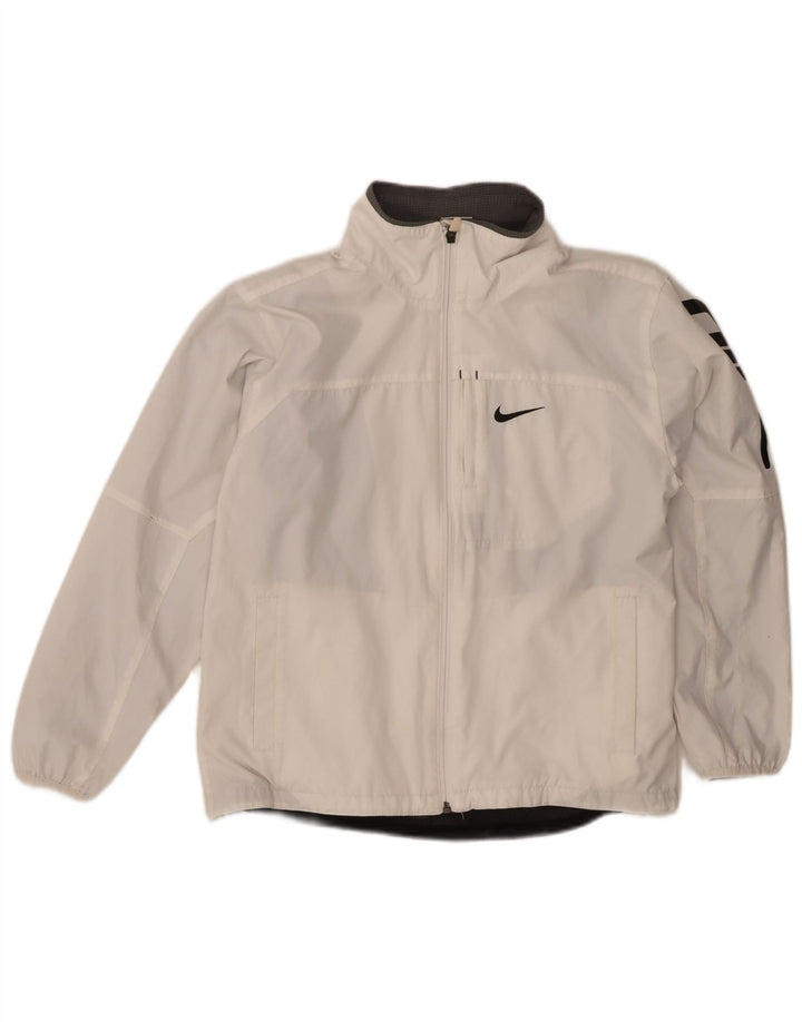 NIKE Boys Graphic Tracksuit Top Jacket 12-13 Years Large  White Polyester