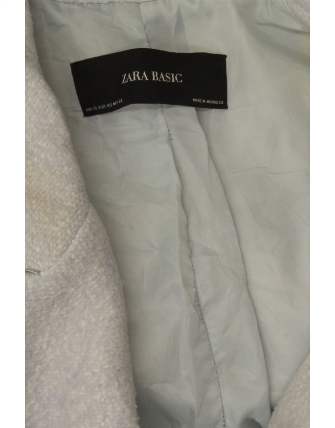 Zara Manteau surdimensionné à double boutonnage pour femme UK 6 XS Bleu moucheté