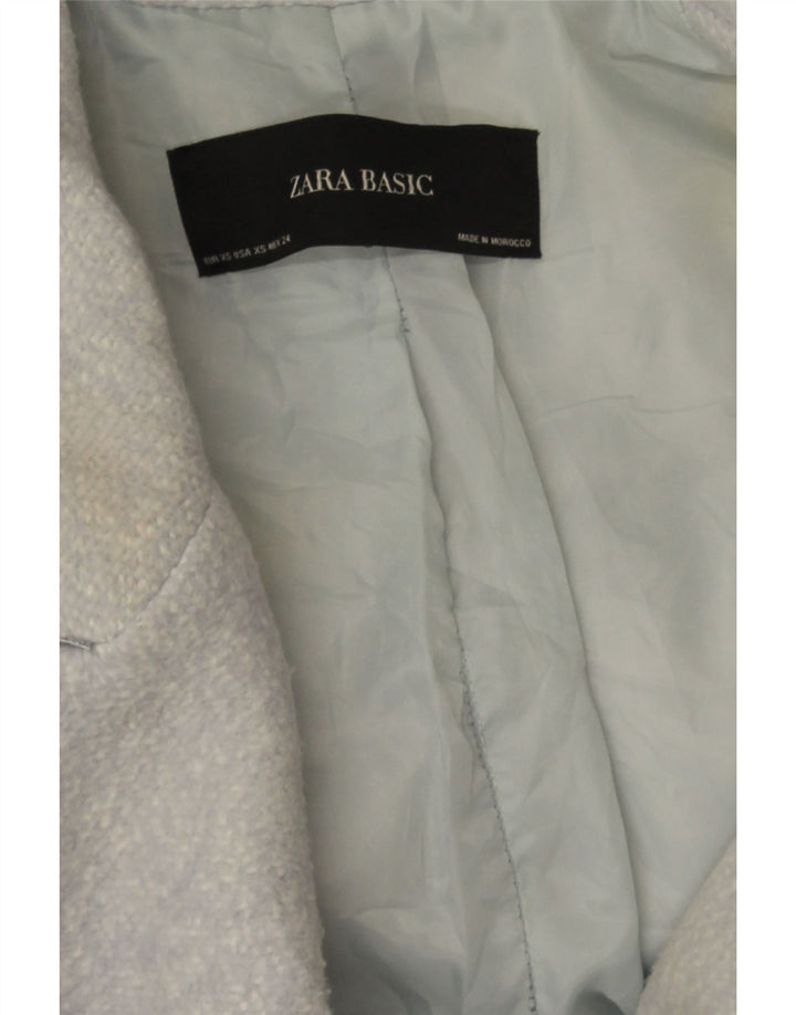 Zara Manteau surdimensionné à double boutonnage pour femme UK 6 XS Bleu moucheté