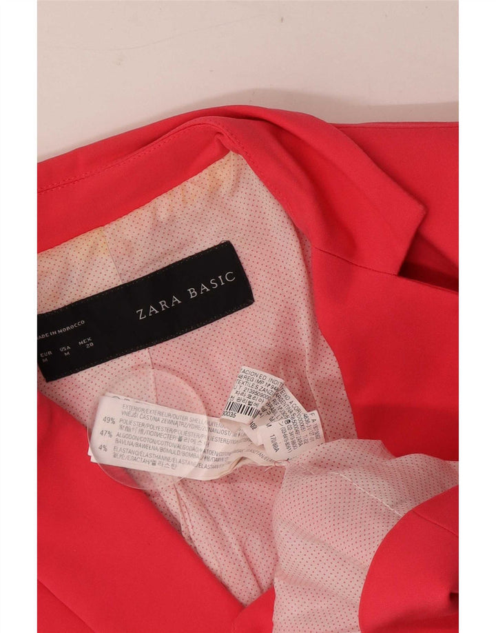 Zara Veste Blazer 1 Bouton Femme UK 12 Rose Moyen Polyester