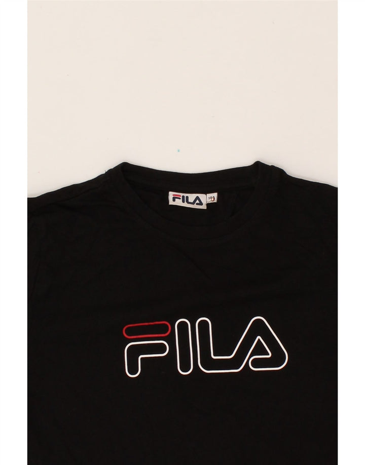 FILA Boys Graphic Top Long Sleeve 13-14 Years Black Vintage Fila and Second-Hand Fila from Messina Hembry 