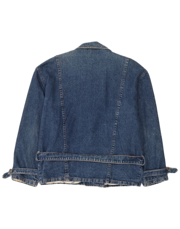 vintage Mens Denim Biker Jacket UK 40 Grand Bleu