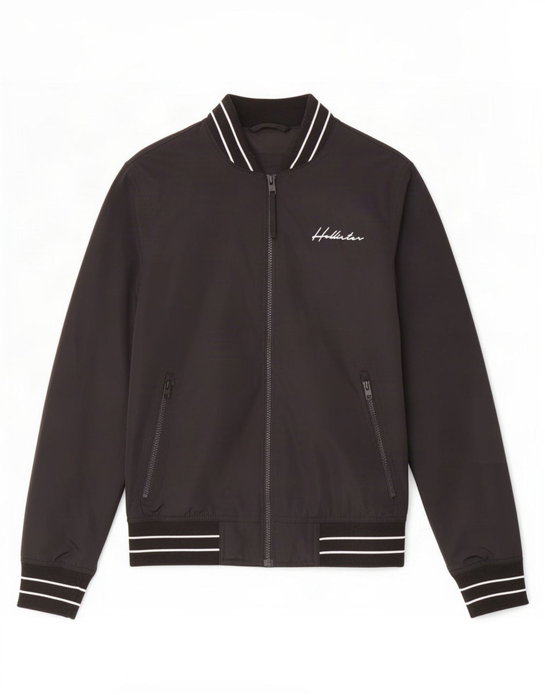 Hollister Veste Bomber Homme UK 34 XS Noir Rayé Polyester
