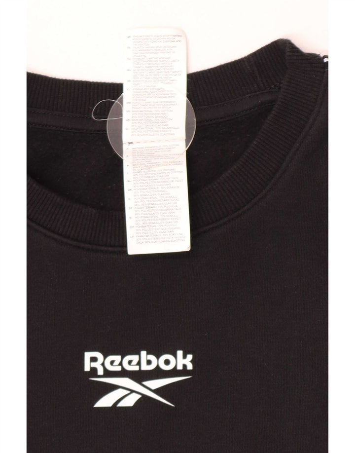 Reebok Pull Graphic Sweatshirt Jumper XL Homme Noir Coton
