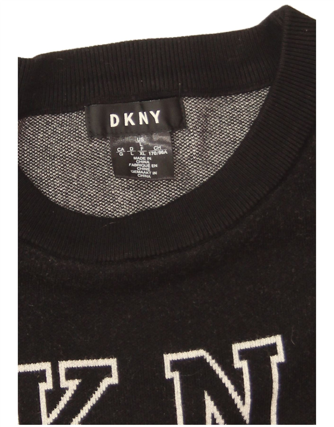 Dkny Sweat-shirt graphique surdimensionné pour femme UK 16 Large Viscose noire
