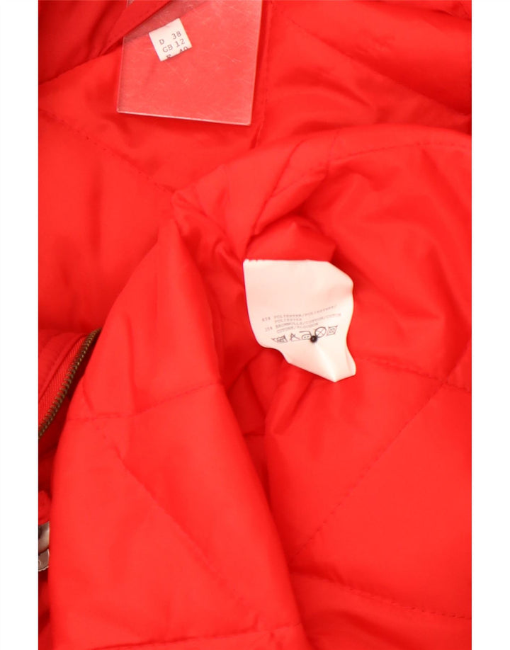 VINTAGE Manteau coupe-vent à capuche femme UK 12 Polyester rouge moyen