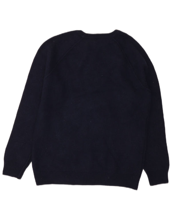 Benetton Pull ras du cou pour femme UK 14 en laine bleu marine moyen