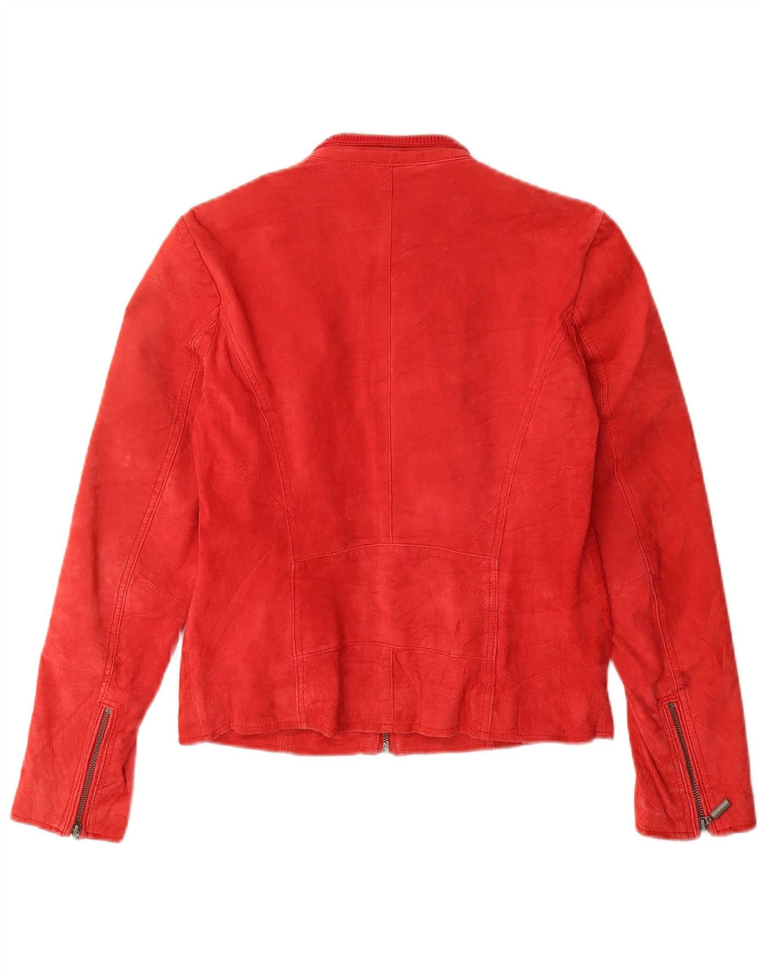 Cache Veste En Daim Femme US 2 XS Cuir Rouge