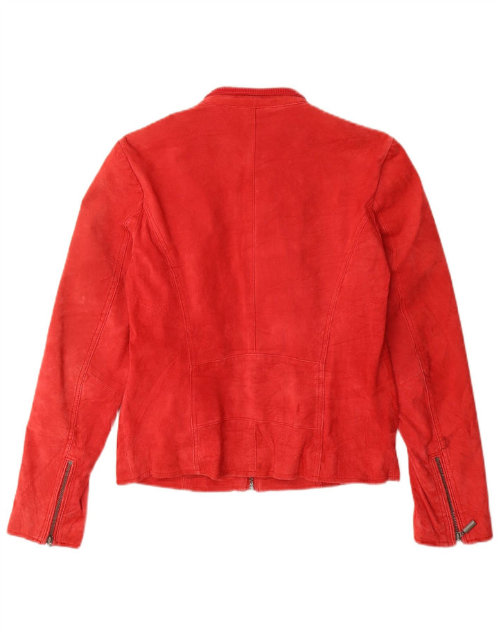 Cache Veste En Daim Femme US 2 XS Cuir Rouge