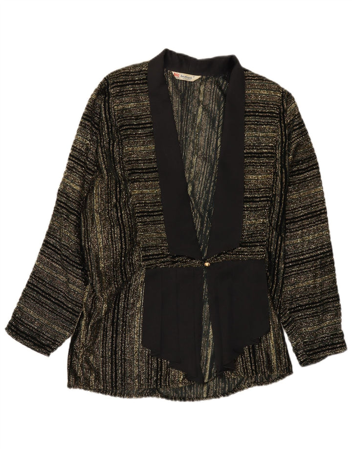 vintage Femmes 1 Bouton Blazer Veste UK 16 Grand Noir Rayé
