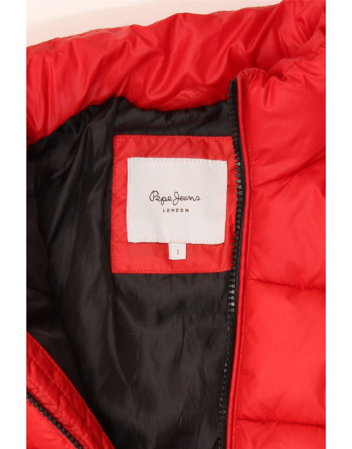 PEPE JEANS Womens Padded Jacket UK 10 Small Red Polyester Vintage PEPE Jeans and Second-Hand PEPE Jeans from Messina Hembry 
