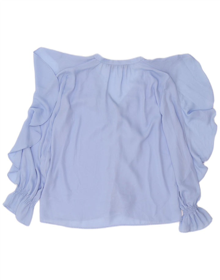 ZARA Femme Chemisier à volants sur le devant UK 14 Bleu moyen