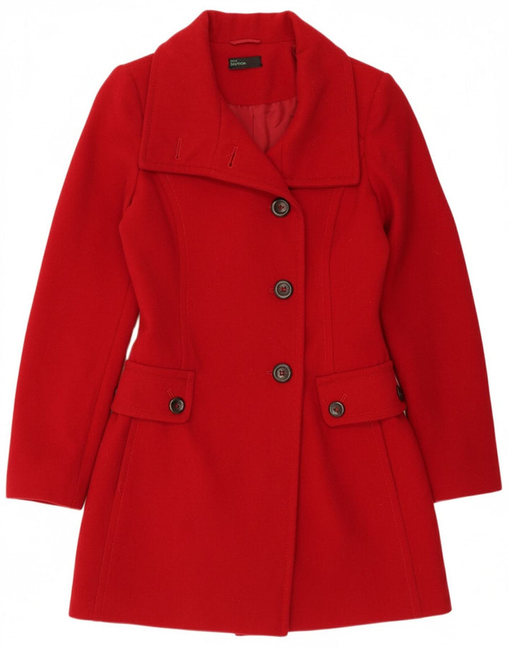 BENETTON Womens Overcoat UK 6 XS Red Wool