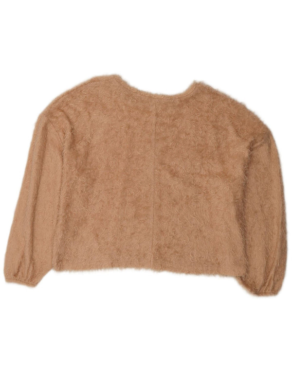 Zara Pull court surdimensionné à col rond pour femme UK 16 Large Beige