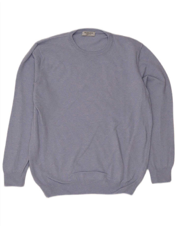 Trussardi Pull Col Ras Du Cou Laine Bleu Moyen |