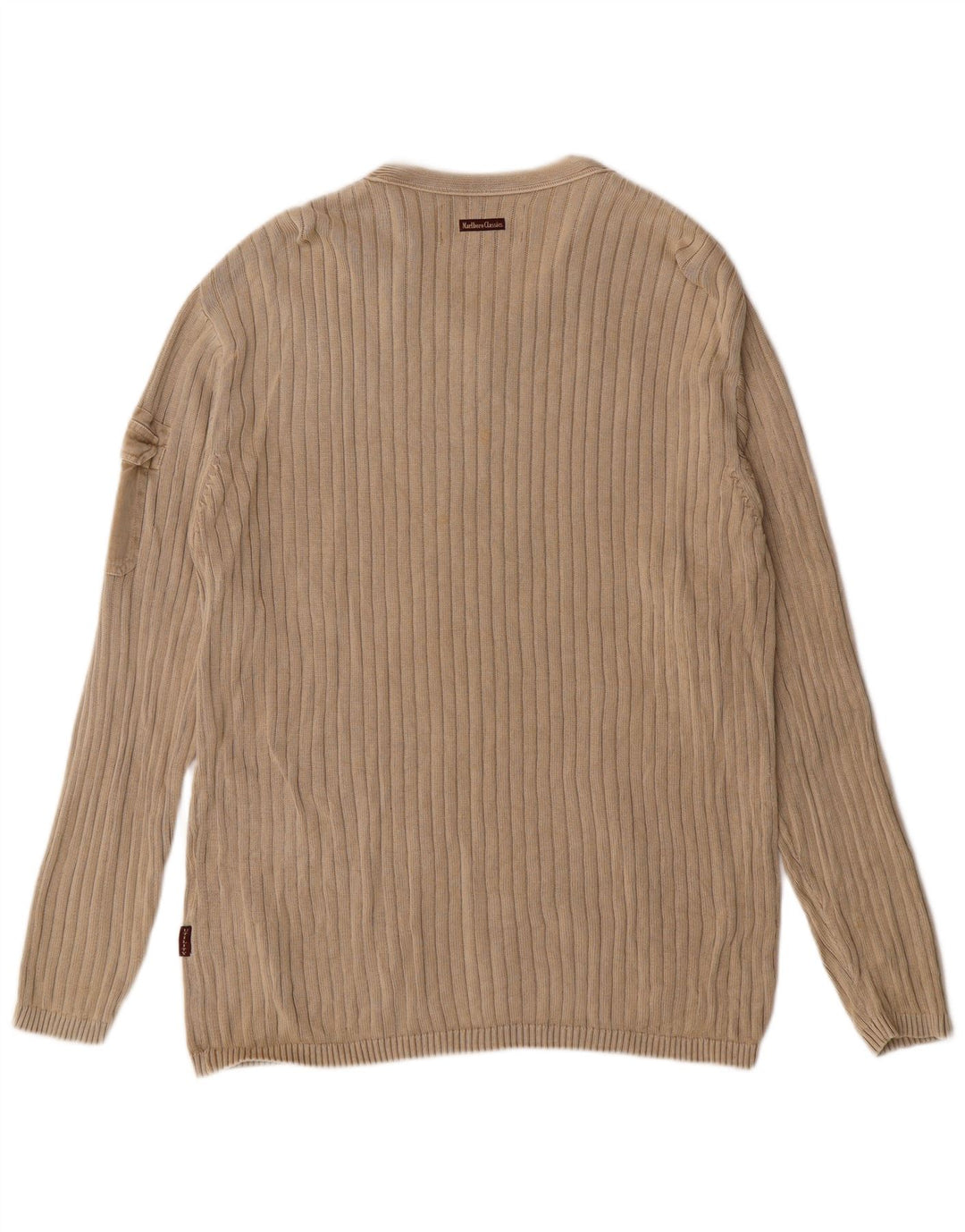 Marlboro Classics Pull col V pour homme en coton beige Taille L