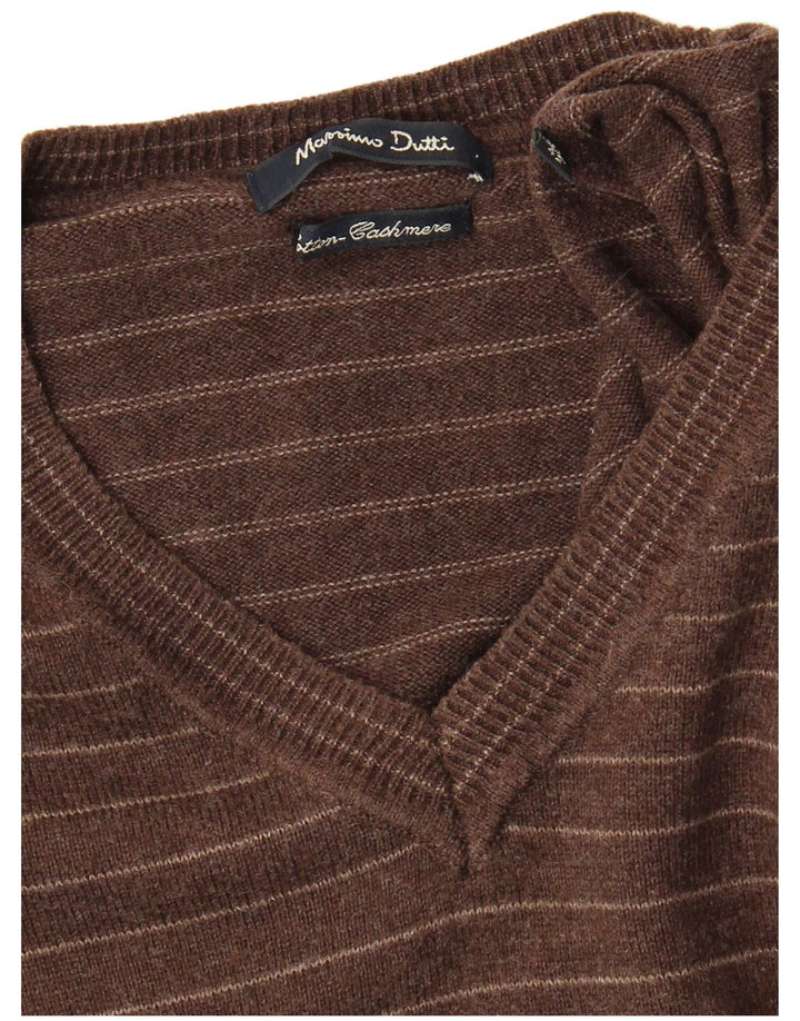 Massimo Dutti Pull Col V Homme XL Marron Rayé