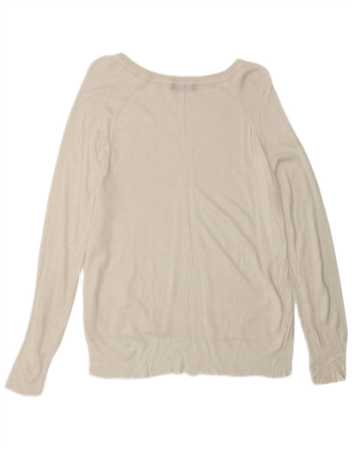 ZARA Femme Pull Col Bateau UK 14 Medium Blanc