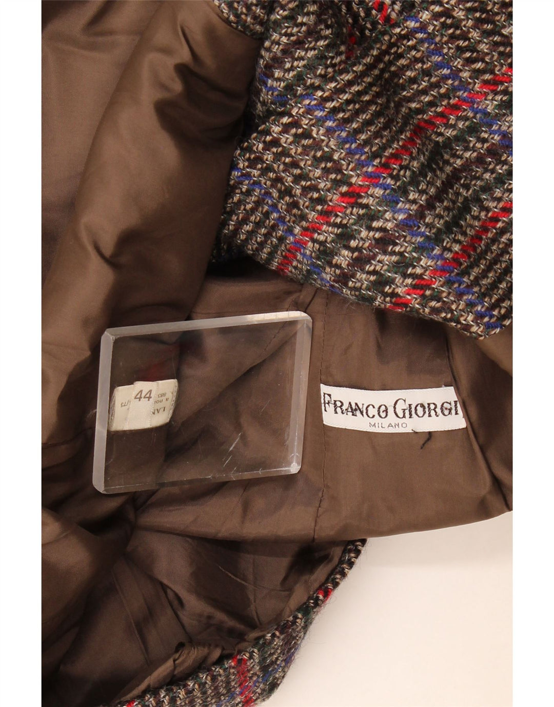 vintage Femme 2 Bouton Blazer Veste IT 44 Laine Pied-de-Poule Brun Moyen