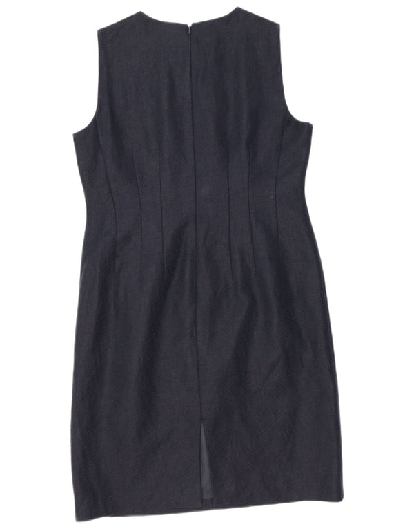 Hobbs Womens Sleeveless Regular Sheath Dress UK 16 Large Navy Blue Linen