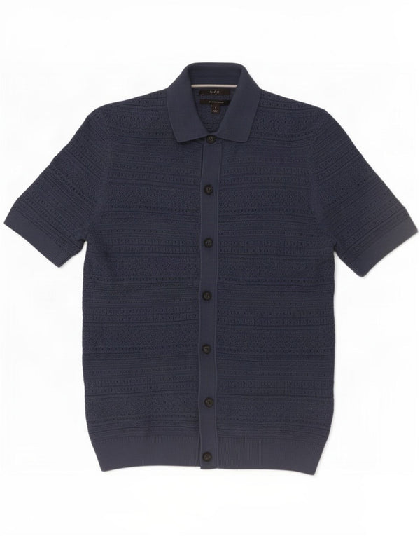 Marks & Spencer Cardigan à manches courtes pour homme en coton bleu marine Taille S