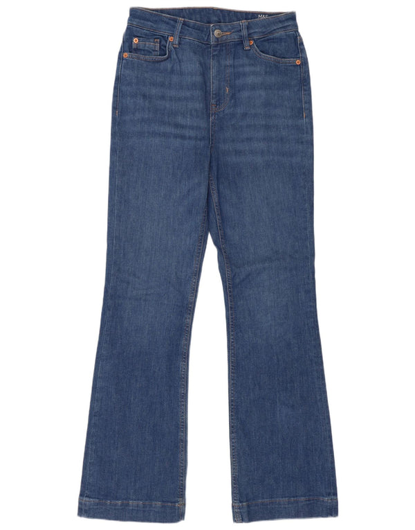 Marks & Spencer Jean évasé taille haute pour femme UK 10 Small W28 L31 Bleu