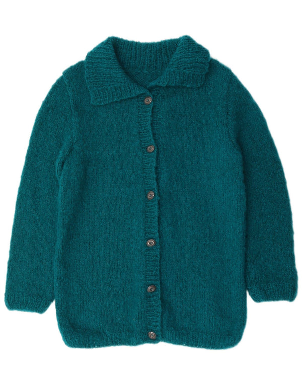 vintage Femme Cardigan Pull UK 12 Bleu Moyen