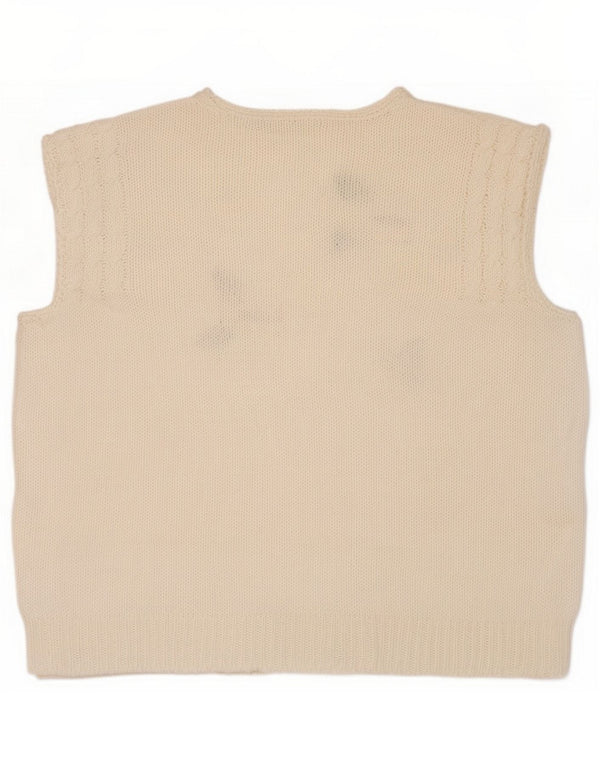 Vintage Womens Crop Vest Débardeur UK 14 Large White Floral