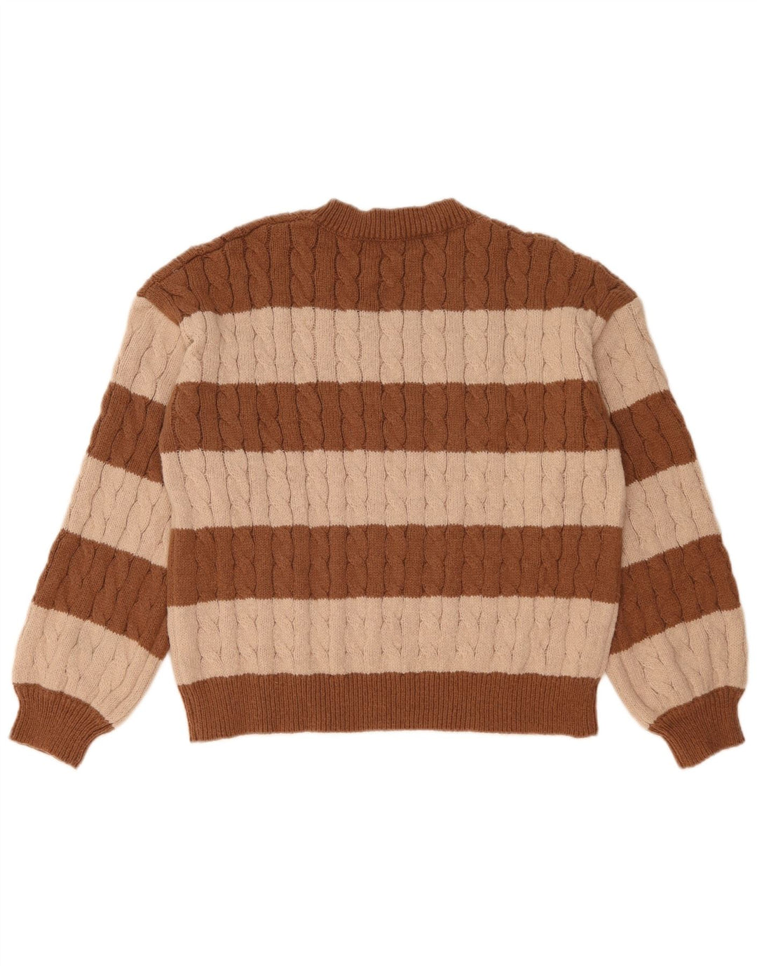 SHEIN Femme Pull Col V UK 14 Marron Moyen Colorblock