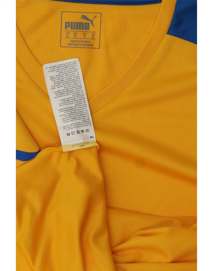 PUMA T-Shirt Homme Top XL Jaune Colorblock Polyester