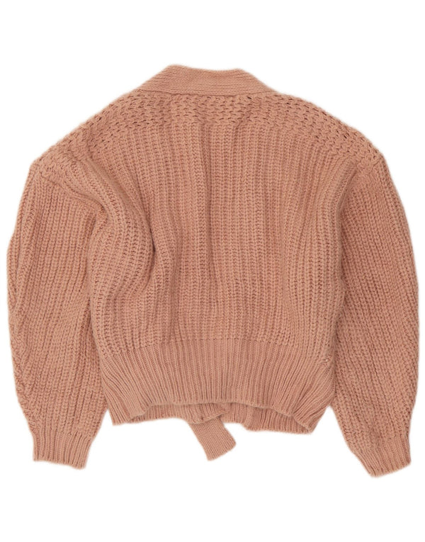 Zara Womens Crop Oversize Cardigan Pull UK 10 Petit Acrylique Rose