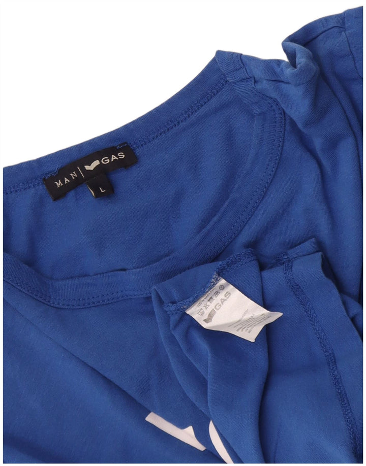 Gas T-Shirt Graphique Homme Grand Bleu Coton