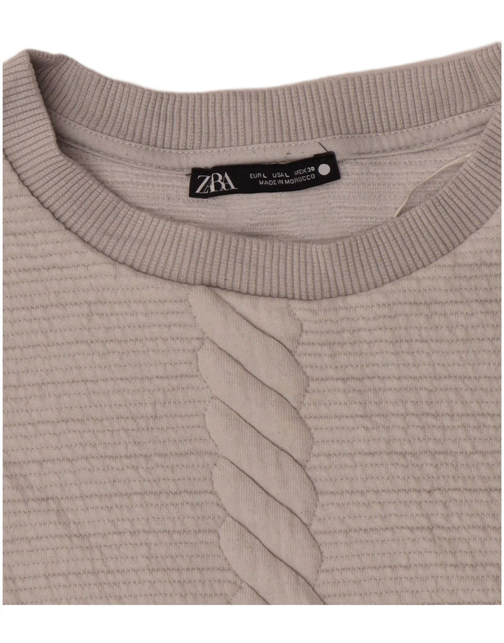 Zara Femme Sweatshirt Jumper UK 16 Large Gris Polyester