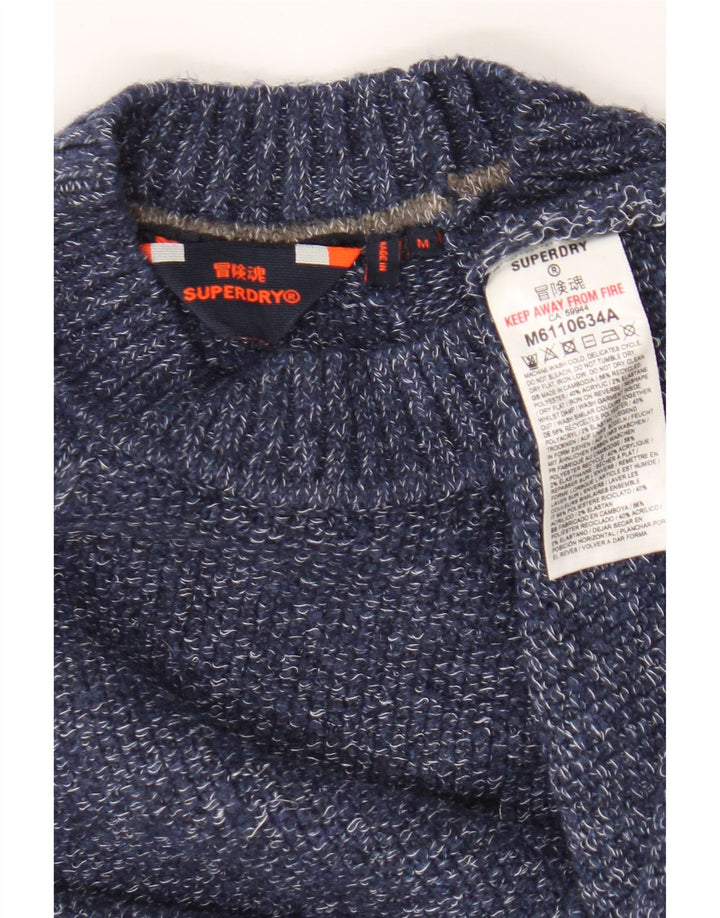 Superdry Pull à col rond en polyester moucheté bleu moyen
