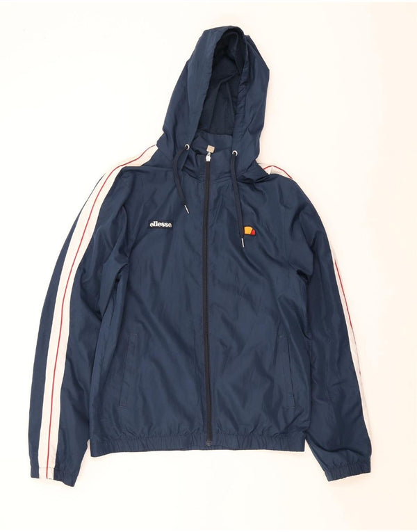 Ellesse Veste de pluie à capuche pour homme UK 42 XL Bleu Colorblock Polyester
