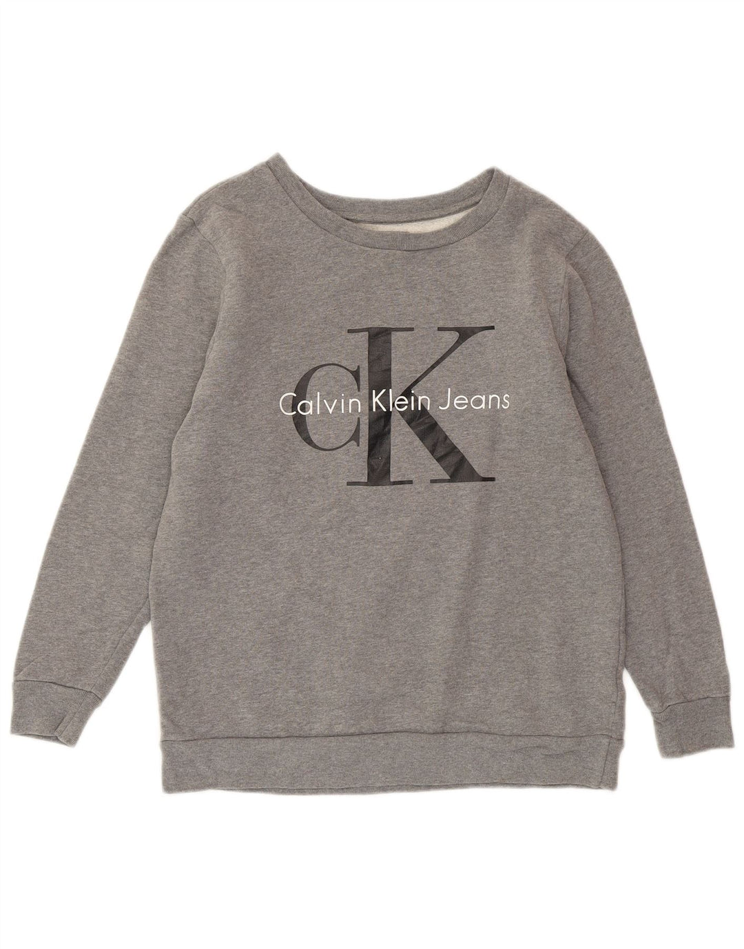 CALVIN KLEIN JEANS Sweat-shirt surdimensionné pour femme UK 6 XS Gris moucheté