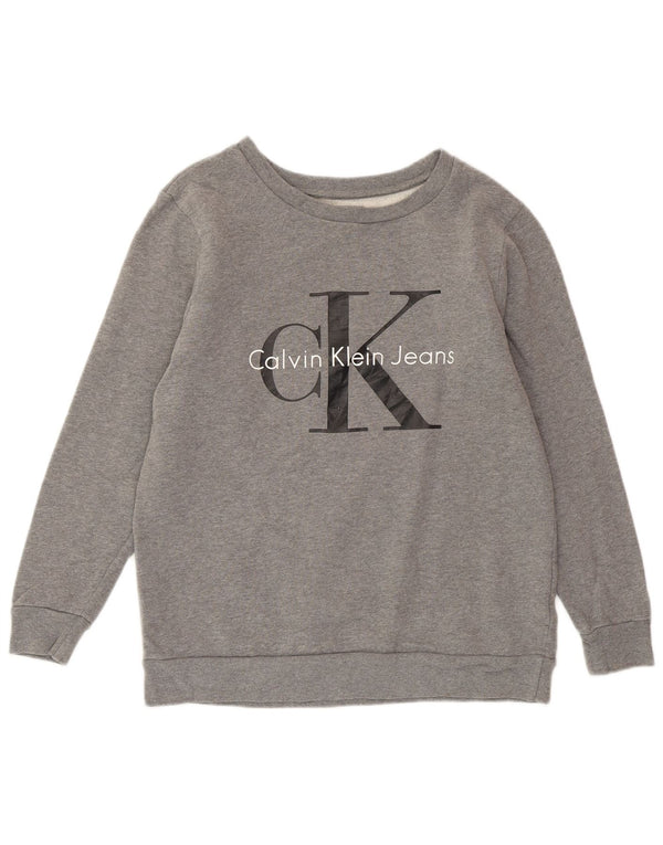 CALVIN KLEIN JEANS Sweat-shirt surdimensionné pour femme UK 6 XS Gris moucheté