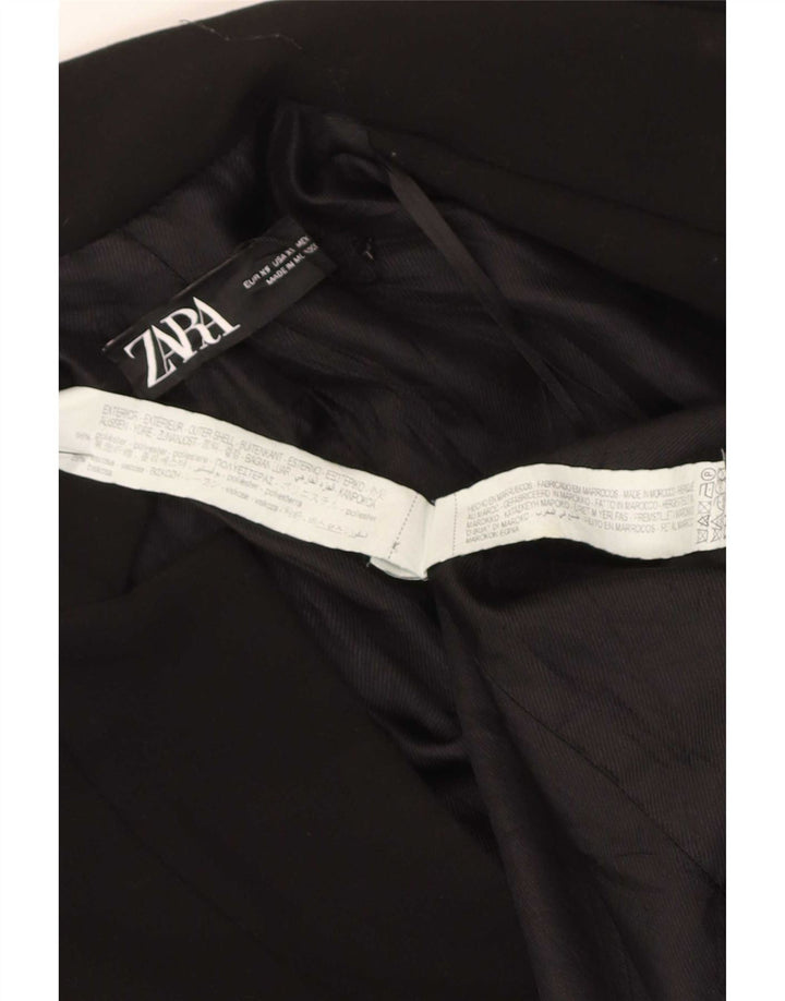 Zara Femmes Pardessus Ouvert UK 6 XS Noir Polyester