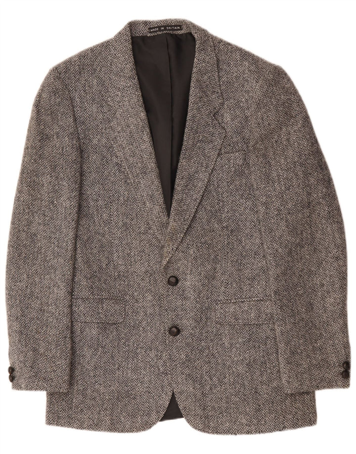 Harris Tweed Veste Blazer 2 Boutons Homme UK 40 Grande Laine Grise