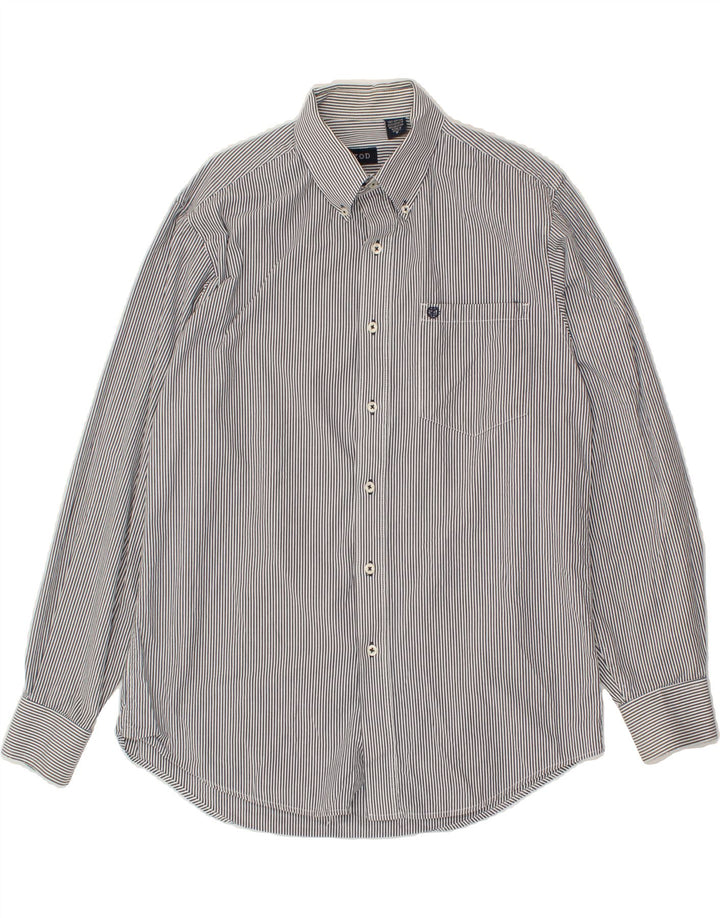 IZOD Mens Shirt Medium Blue Striped Cotton Vintage Izod and Second-Hand Izod from Messina Hembry 